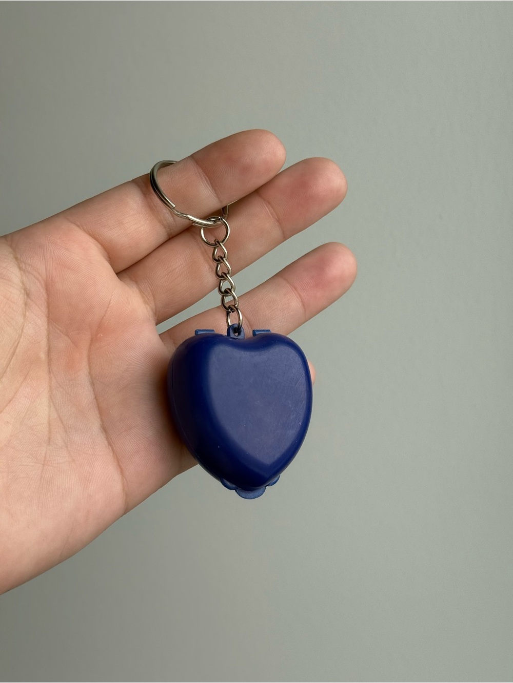 2" Blue Heart Secret Keepsake Plastic Storage Container Keychain
